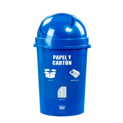 PAPELERA COSMOS #80 CON TAPA Y LOGO ECOLOGICO