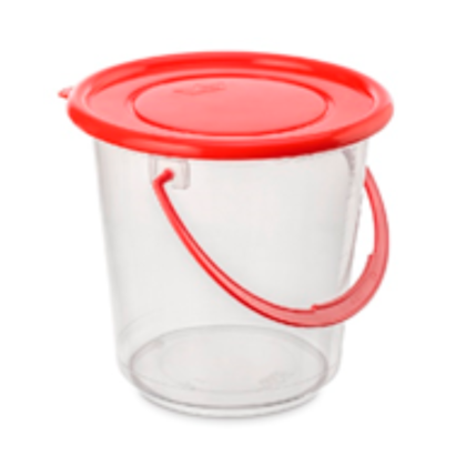 BALDE 1.1 LT TRANSPARENTE C/TAPA DE COLOR