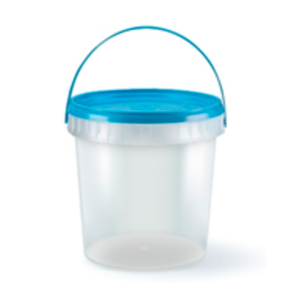 BALDE 1 LT TRANSPARENTE C/TAPA DE COLOR