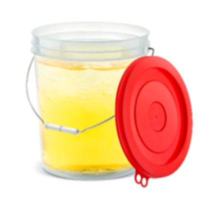 BALDE TRANSPARENTE  16 LT COMERCIAL  C/TAPA COLOR C/ASA DE METAL