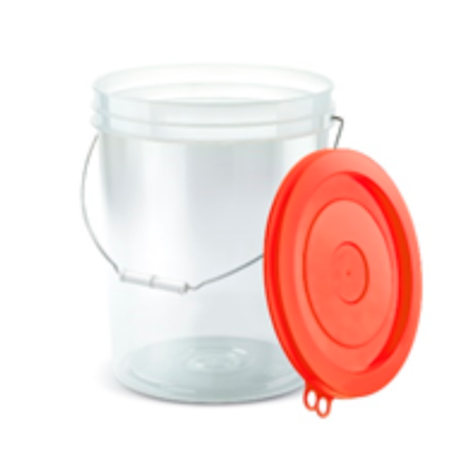 BALDE TRANSPARENTE  20 LT COMERCIAL C/TAPA COLOR C/ASA DE METAL